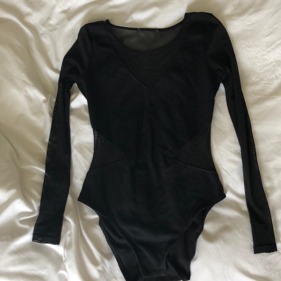 Black bodysuit with mesh cut-outs - Picture 2 of 6